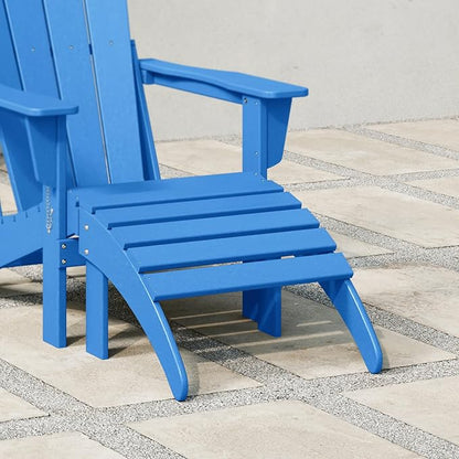 WestinTrends Outdoor Patio Adirondack Ottoman Foot Rest, All Weather Poly Lumber Foot Stool for Adirondack Chair, Widely Used for Outside Porch Pool Lawn Backyard, Pacific Blue