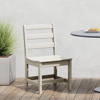 Costaelm Outdoor Dining Chair, Armless Patio Adirondack Chair, HDPE Poly Lumber, Waterproof Indoor/Outdoor Restaurant Bistro Dining Chair for Outside Porch Backyard Garden, Sand