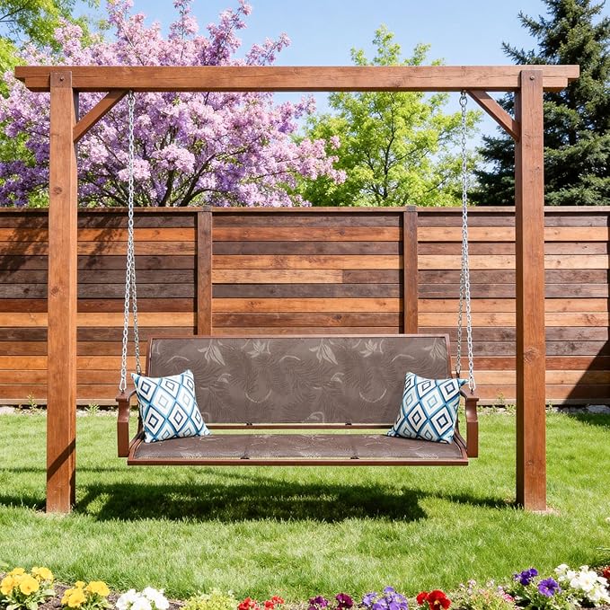 Heavy Duty Porch Swing Outdoor, 900LBS Capacity Textilene Hanging Bench Swing Chair with Extended Chains - Photo 6