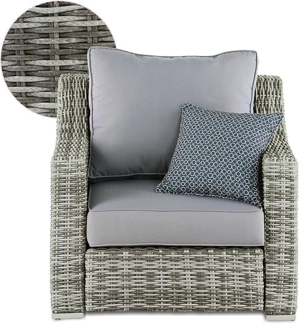 Elle Decor Vallauris Patio Outdoor Furniture Collection, Premium All Weather Wicker, Arm Chair, Gray - Photo 1