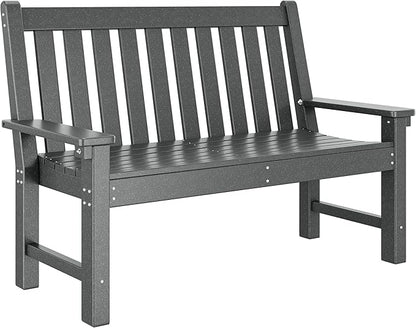 YITAHOME Garden Bench, All Weather Outdoor Bench for 2-3 Persons, Fade/Rot Resistance Patio Benches for Park, Porch, Patio & Backyard (Grey)