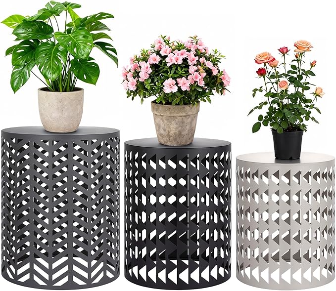 Multifunctional Nesting Round Metal Coffee End Tables - Photo 1