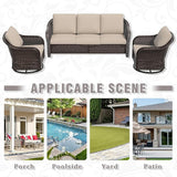 3 Piece Patio Wicker Conversation Set, All-Weather Use Outdoor Wicker Sofa with 2 PE Rattan 360 Swivel Chair - Photo 9