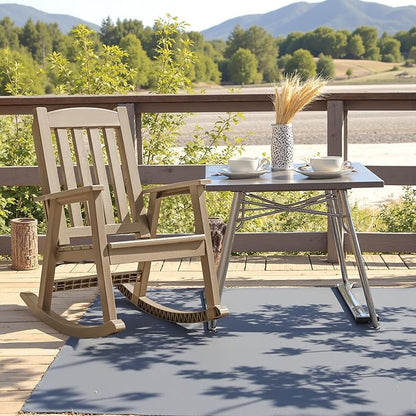 Devoko PP Material Rocking Chair Outdoor Indoor All Weather High Back Patio Rocker for Adult Heavy Duty Rocking Chair for Patio Backyard Porch Garden (Heavy Duty, Light Brown)