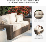 Signature Design by Ashley Coastline Bay Casual Weather Resistant Outdoor Loveseat with Cushion and 2 Throw Pillows - Photo 5