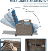 Domi Outdoor Recliner Chair, Patio Recliner with Hand-Woven Wicker, Flip Table Push Back, Adjustable Angle - Photo 4