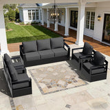 Outdoor Aluminum Furniture Set, 5-Piece Patio Conversation Set, 4 Chairs and 1 Sofa, All-Weather Metal Frame - Photo 8