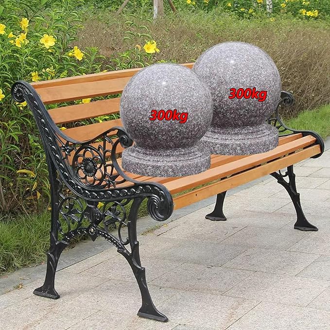 Metal Garden Bench, Cast Iron and Wood Park Bench with Backrest and Armrests, Comfortable Natural Slatted Wood Seat, for Indoor, Outdoor, Patio, Park(A,59 * 22.8 * 30.7"/150 * 58 * 78cm)