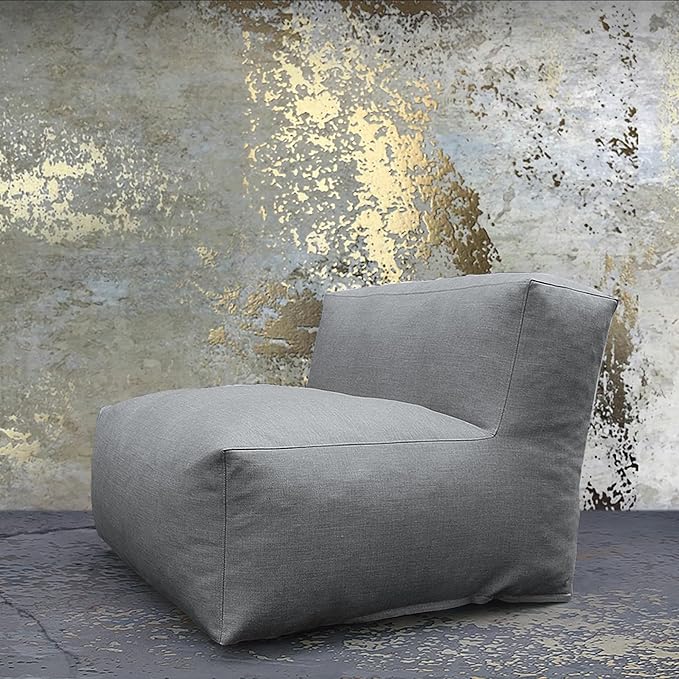 Dineli Modern ANNY-H Middle Chair Armless Chair Outdoor Furniture Comfy Patio Couch Sofa Outdoor Bean Bag Chair Creating a Unique Garden Modular Contemporary Sofa, Lazy Sofa for Outside (Dark Gray)