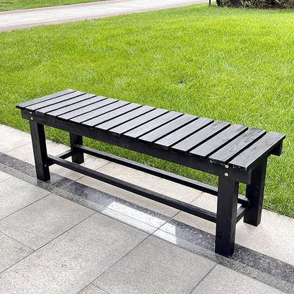 35.4'' Outdoor Garden Benches Weatherproof Patio Bench Two-Person Seat Backless Bench Wood Bench with Slatted High Temperature Bench for Front Porch Backyard (Upgraded to Prevent Fading)