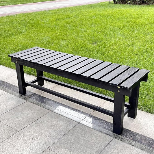 35.4'' Outdoor Garden Benches Weatherproof Patio Bench Two-Person Seat Backless Bench Wood Bench with Slatted High Temperature Bench for Front Porch Backyard (Upgraded to Prevent Fading)
