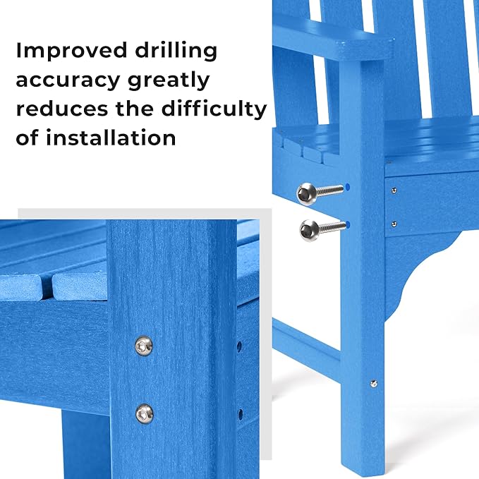Costaelm Outdoor Dining Arm Chair, Patio HDPE Garden Dining Table Chair, Poly Lumber Waterproof Restaurant Bistro Farmhouse Chairs for Outside Porch Backyard, Pacific Blue