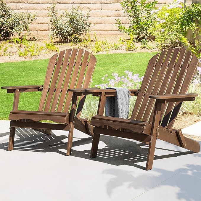 IDZO Outdoor Adirondack Chair Set of 2, Pre-Assembled Backrest, Furniture Set, Outdoor Furniture for Garden, Porch, Deck - Photo 1