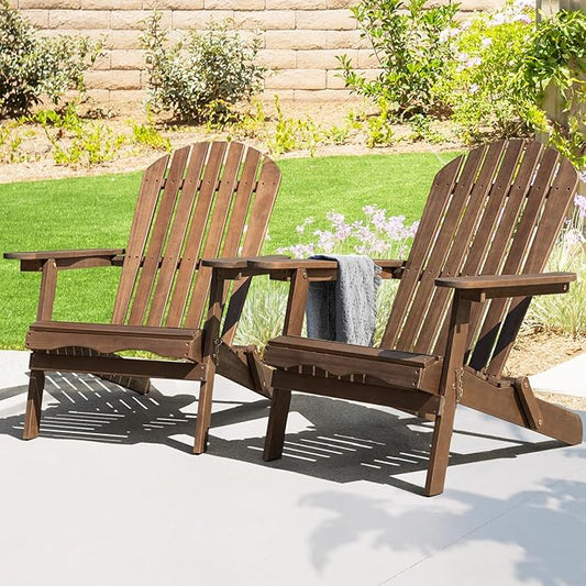 IDZO Outdoor Adirondack Chair Set of 2, Pre-Assembled Backrest, Furniture Set, Outdoor Furniture for Garden, Porch, Deck, Firepit