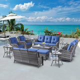 Belord 13 Piece Wicker Patio Furniture Set, Outdoor Swivel Rocker Chairs Set of 4 with Ottomans and Rattan Couch - Photo 1