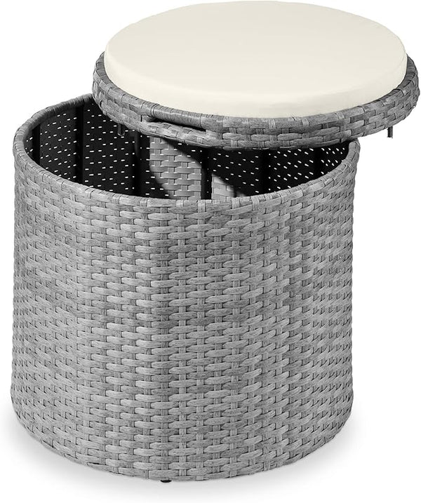 Best Choice Products Round Wicker Ottoman, Multipurpose Outdoor Furniture for Patio, Backyard, Additional Seating - Photo 1