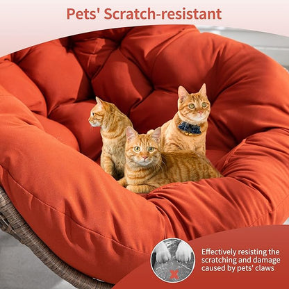 HOMEFUN Outdoor Patio Rocking Chairs Set of 2, Oversized Papasan Rock Chair Indoor with Padded Cushion - Rocker Egg Seat for Front Porch, Garden, Backyard Orange