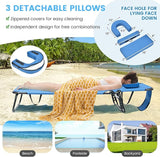 GYMAX Tanning Chair, 330lbs Beach Lounge Chair with Face Hole, Washable Pillow & Carry Strap - Photo 3