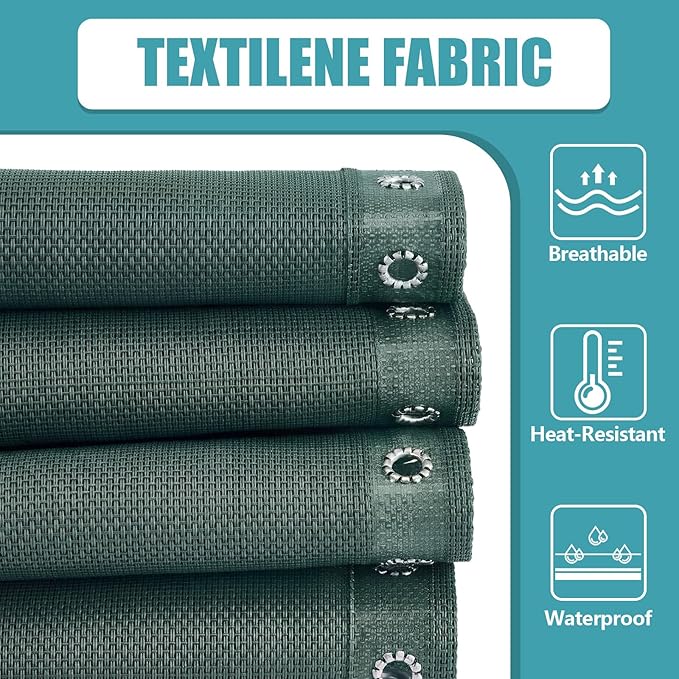 Queekay Chair Replacement Fabric with 4 Bungee Cord Lounge Chair Cloth Mesh Repair Kit for Patio Recliner Outdoor Lawn Pool(63 x 21 Inch,Dark Green)