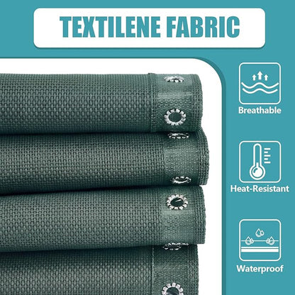 Queekay Chair Replacement Fabric with 4 Bungee Cord Lounge Chair Cloth Mesh Repair Kit for Patio Recliner Outdoor Lawn Pool(63 x 21 Inch,Dark Green)