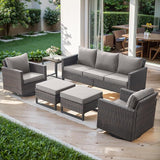 Rilyson Wicker Outdoor Patio Furniture Set - 6 Piece Patio Conversation Set with 2 Swivel Rocker Chairs - Photo 1