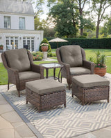 3 Piece Patio Brown Wicker Chairs with Side Table - Outdoor High Back Heavy Duty All-Weather Lawn Dining Rattan Chair - Photo 6