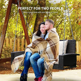 RELAX4LIFE Porch Swing 2-Seat Patio Rattan, Wicker Porch Swings Outdoor W/Two 7.9 Ft Solid Steel Chain - Photo 3