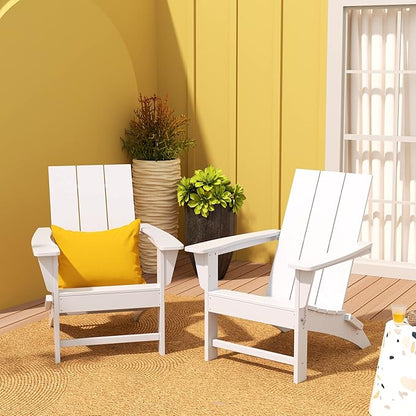 WestinTrends Ashore Modern Outdoor Folding Adirondack Chair (Set of 2), White