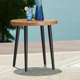 Signature Design by Ashley Horizon Hall Casual Outdoor End Table with 4 Legs, Light Brown & Black - Photo 2