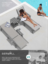 SERWALL Textilene Patio Chaise Lounge Chair Set of 2, 5 Positions Outdoor Lounger with Rolling Wheels for Pool, Deck - Photo 6