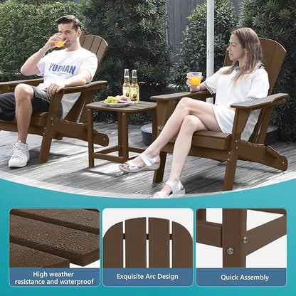 Adirondack Outdoor Side Table - 16.5" Square 2-Tier Patio Table with Weatherproof HDPE Material | All-Weather, Low Maintenance Furniture for Poolside, Porch, Deck