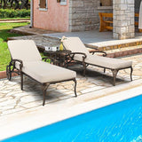 VINGLI Cast Aluminum Outdoor Chaise Lounge Chair and Side Table Set - Photo 7