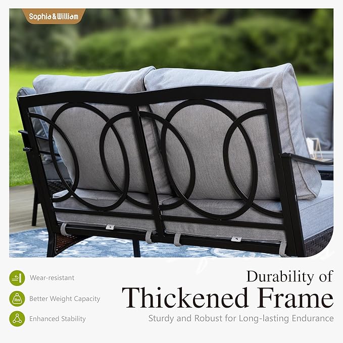 Sophia & William Extra Large Outdoor Patio Motion Sofa Chairs Set 2 PCS Heavy-Duty Metal Porch Furniture with High Back - Photo 6