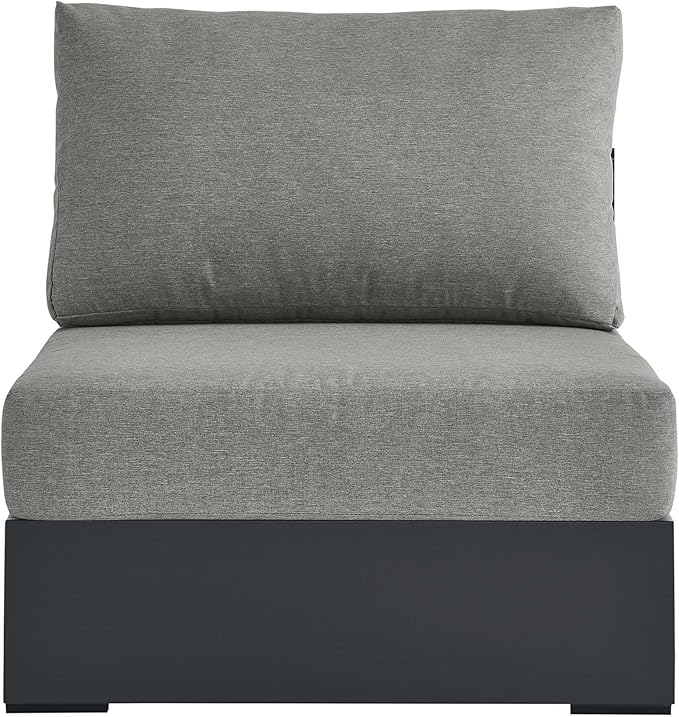 Modway Tahoe Aluminum Armless Patio Gray Modular Weather-Resistant Cushions-Perfect as Club Outdoor Lounge Chair