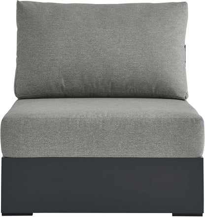 Modway Tahoe Aluminum Armless Patio Gray Modular Weather-Resistant Cushions-Perfect as Club Outdoor Lounge Chair