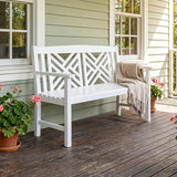 Achla Designs Fretwork Garden Bench, 4 ft White - Photo 5