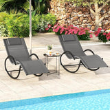 Tangkula Rocking Lounge Chair Outdoor, Zero Gravity Chaise Lounger with Removable Headrest, Fabric Backrest & Seat - Photo 4