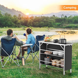 VINGLI 43" Portable Bar Table, 3-Tier Shelves, Carry Bag，Mobile Bar Table for Events, Party, Camping, Picnic, Tradeshow - Photo 8
