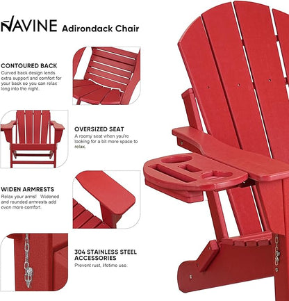 Adirondack Chair Set of 6, HDPE Folding Adirondack Chair with Multifunctional Cup Holder, Weather Resistant Fire Pit Chair for porches, patios, poolsides, Decks.