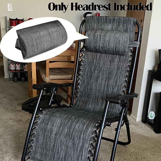 Zero Gravity Chair Set of 2 Replacement Pillow Headrest with Elastic Band, Universal Soft Removable Padded Cushion Head Pillow for Zero Gravity Lounge Chair, Folding Patio Lawn Recliner Chair, Grey