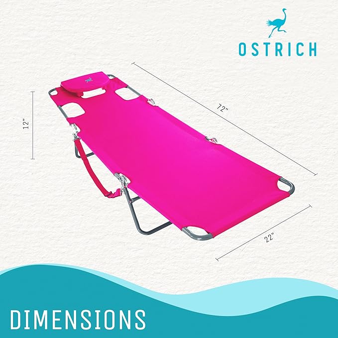 Ostrich Chaise Lounge Folding Portable Sunbathing Poolside Beach Chair (2 Pack) - Photo 3