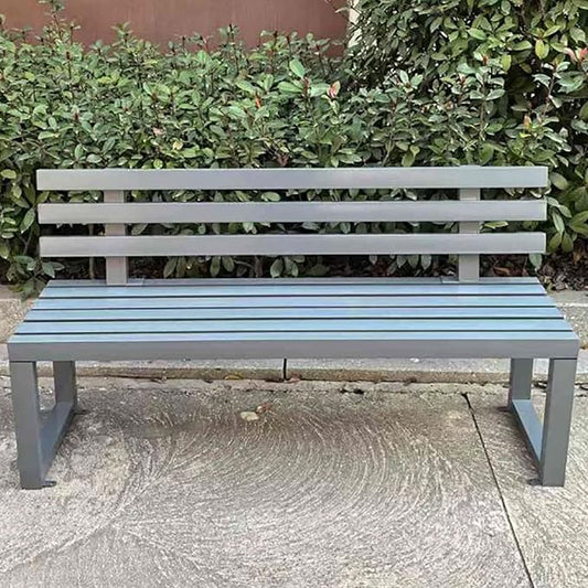 Outdoor Metal Garden Bench, Patio Park Benches Weatherproof, Colorful Front Porch Bench with Backrest, for Outside, Porch, Backyard, Lawn, Balcony(Gray,100cm/39.3in)