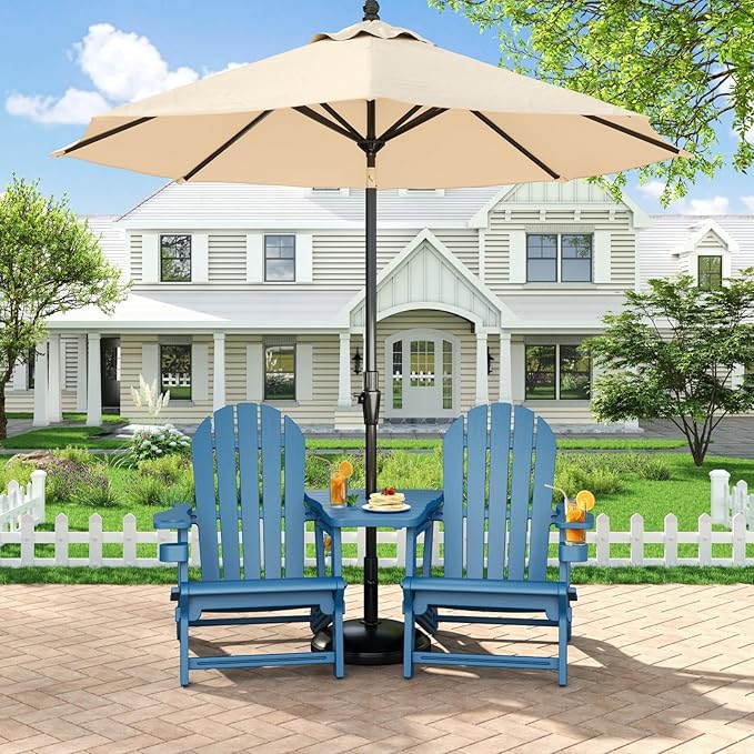 Adirondack Chair Set of 2, All Weather HDPE Adirondack Chair with Double Connecting Trays, Plastic Adirondack Chairs for Balcony, Deck, Patio, Backyard, Garden, Blue