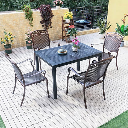 Outdoor Dining Chair Cast Aluminum Patio Chairs Set of 2 All-Weather Patio Dining Chair with Adjustable Feet for Backyard Garden (Youjuntu Chair)