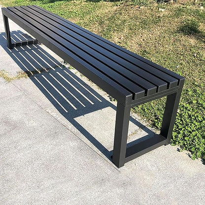 JSLJDM Garden Bench,Park Bench,Garden Bench Outdoor Bench,Outdoor Metal Park Benches,Outdoor Backless Bench for Lawn, Park, Deck-Without backrest 39,4in 120cm Black