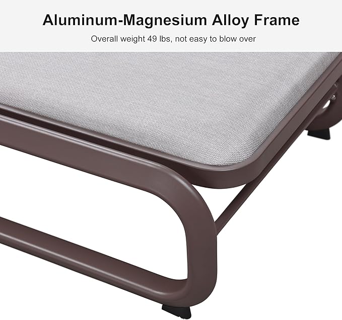 PURPLE LEAF Patio 4 Pieces Chaise Lounges Chairs Tanning Outdoor for Patio Poolside Balcony Slide-Out Side Table with Cushion Adjustable Backrest Coffee