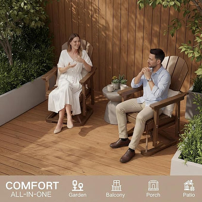Kingdura Adirondack Swivel Glider Chair, HDPE Patio Glider Rocking Chair for Outdoor, All-Weather Glider Chair for Porch Balcony Lawn Poolside, 450LBS Capacity (Brown)