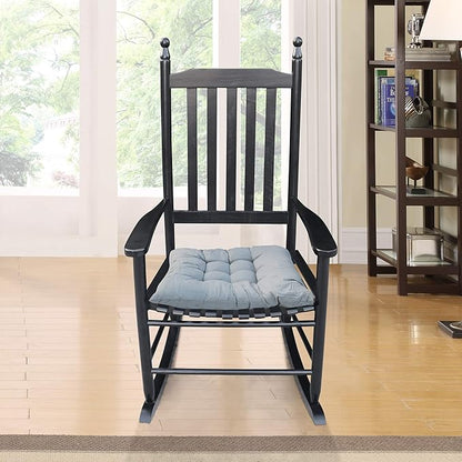 Wood Rocking Chair with High Back and Armrest for Indoor Outdoor Use, Wooden Frame Patio Porch Rocking Chair with Rocker, Front Porch Chairs for Deck Garden Lawn Balcony Backyard, Black