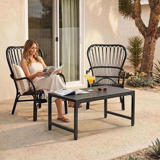 ODK Outdoor Coffee Table, Rectangle Weather-Resistant Patio Coffee Table for Garden, Balcony, Hot Tub, Poolside - Photo 9