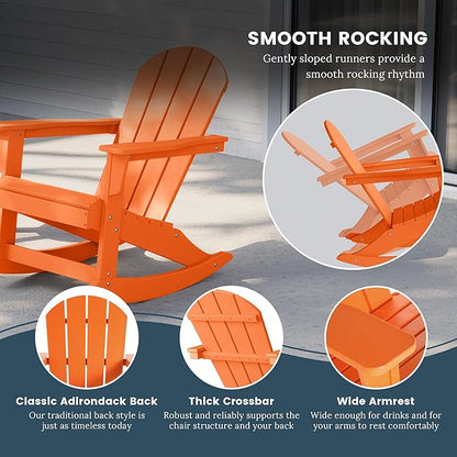 WO WESTIN OUTDOOR HDPE Laguna Outdoor Rocking Poly Adirondack Chair (Set of 2), Orange